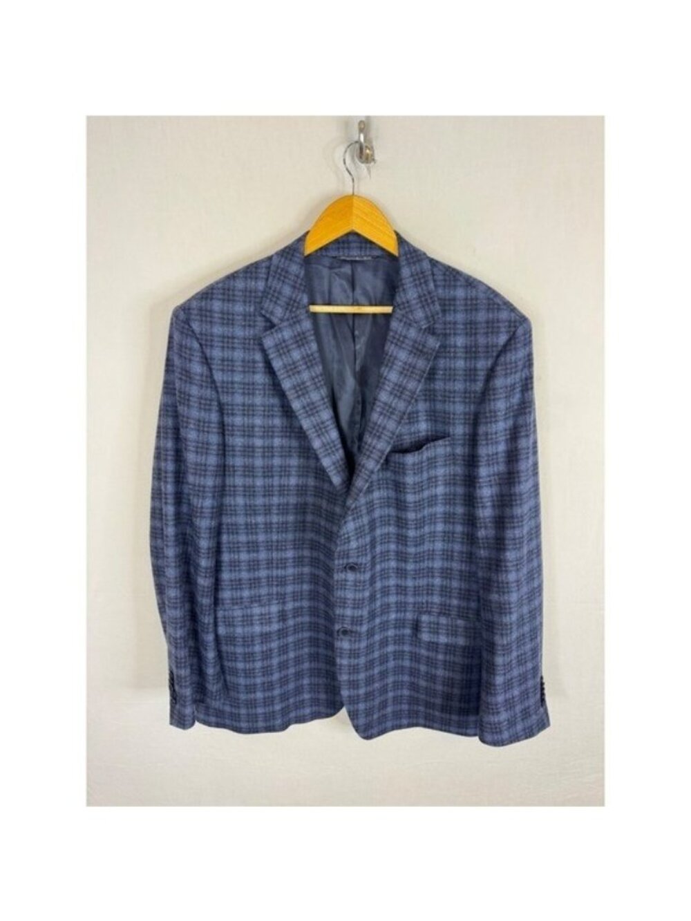 Tollegno 1900 Italy Grant King Wear Positano Blue Plaid Wool Blazer Men 48R
